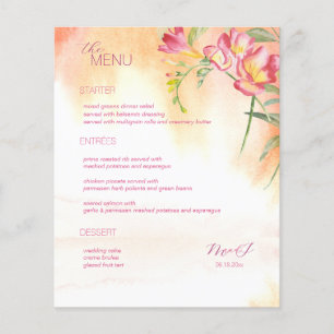 Hot Tropical Freesia Watercolor Menu