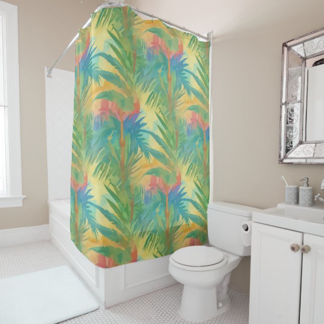 Hot Tropical Sunset Shower Curtain (In Situ)
