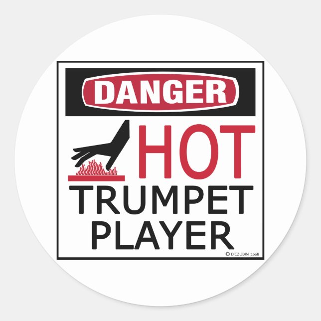 Hot Trumpet Player Classic Round Sticker (Front)