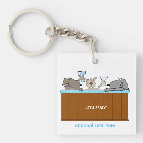 Hot Tub Dogs Safe At Home Pet Sitter  Keychain