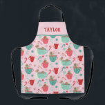 Hot Tub Gingerbread Cute Pink Hot Cocoa Pattern Apron<br><div class="desc">Hot Tub Gingerbread Cute Pink Hot Cocoa Pattern,  Adorable gingerbread cookies in jacuzzi hot tubs of hot chocolate mugs. Candy Canes and peppermint candies.</div>