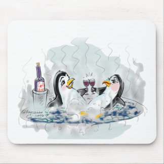 Hot Tub Penguins Mouse Pad