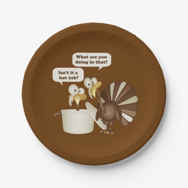 Hot Tub Turkey Paper Plates (Front)