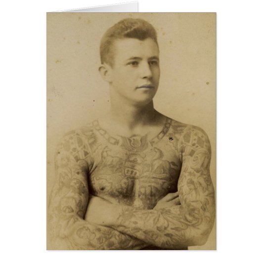 Hot Vintage Tattoo Man Cards (Front)