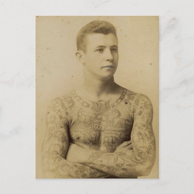 Hot Vintage Tattoo Man Postcard (Front)