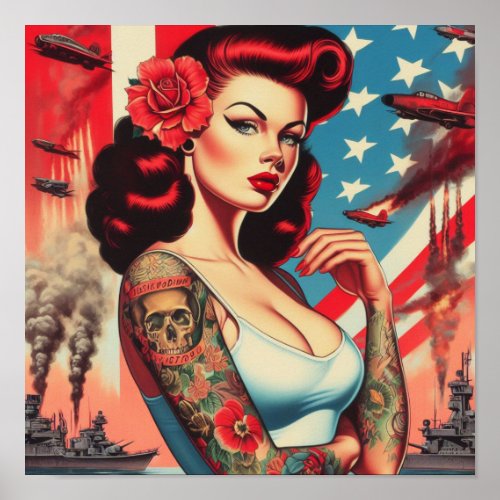 Hot Vintage Tattoo Pin_up Poster