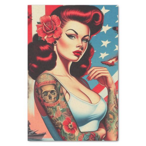 Hot Vintage Tattoo Pin_up Tissue Paper