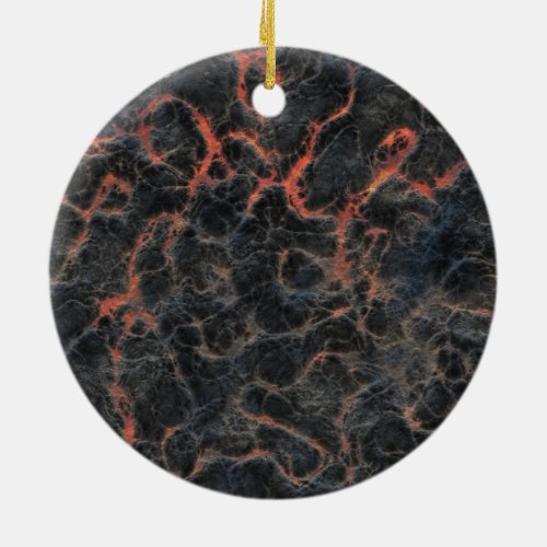 Hot Volcanic Ash Red Lines of Lava Texture Pattern Ceramic Ornament