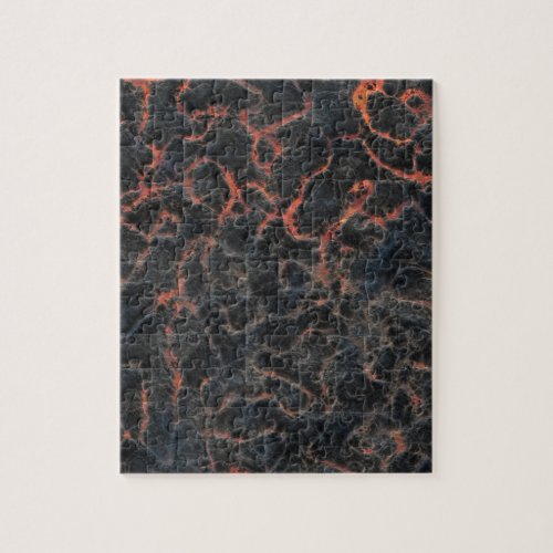 Hot Volcanic Ash Red Lines of Lava Texture Pattern Jigsaw Puzzle