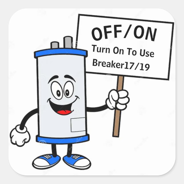Hot Water Heater Sign Square Sticker (Front)