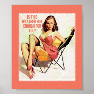 Hot Weather Vintage Pinup Digital Art Poster