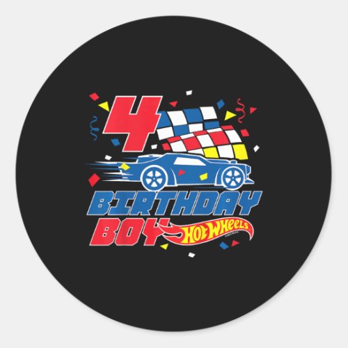 Hot Wheels _ 4 Birthday Boy  Classic Round Sticker