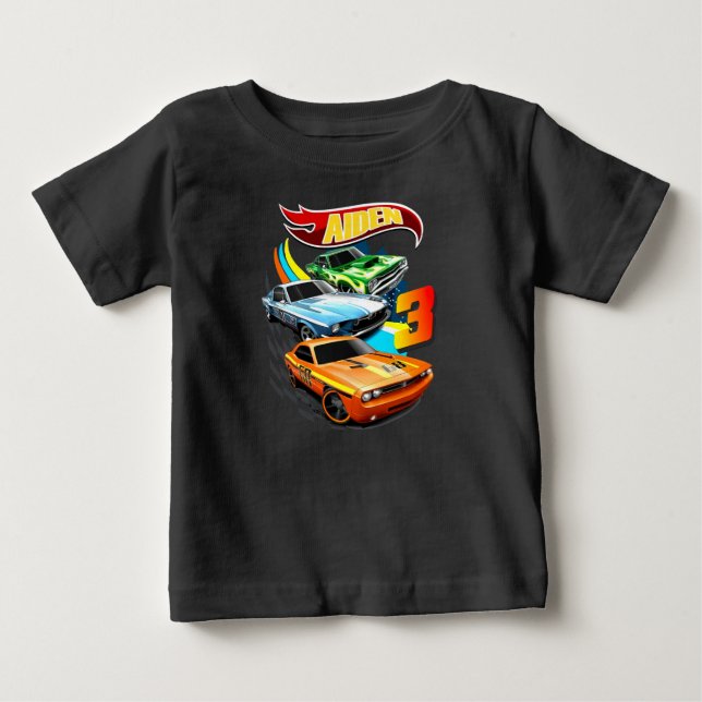 Hot Wheels Birthday T Shirt, Hot Wheels Theme Part Baby T-Shirt (Front)