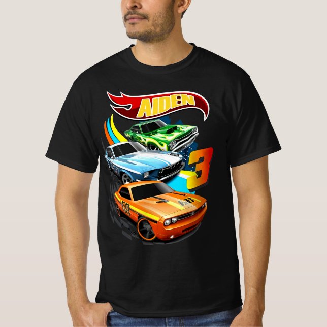 Hot Wheels Birthday T Shirt, Hot Wheels Theme Part T-Shirt (Front)