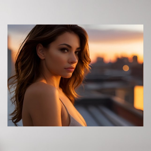 Hot woman on rooftop  poster (Front)