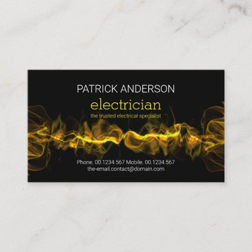 Hot Yellow Lightning Strike Home Electrical Repair Business Card