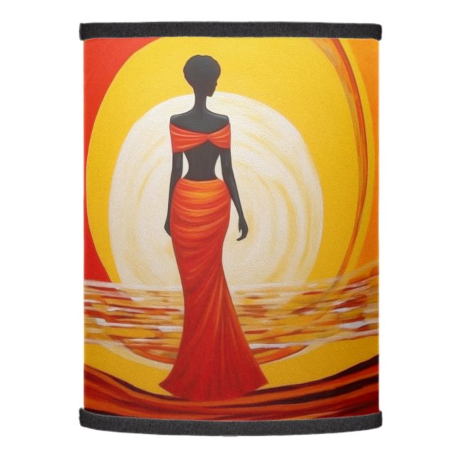 Hot yellow orange red african woman art lamp shade (Left)