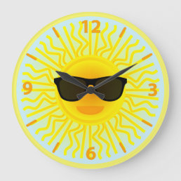 Hot Yellow Sun Cool Black Sunglasses Hot Sky Blue Large Clock