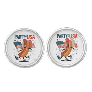 Hotdog 4th of July fireworks Independence Day Cufflinks