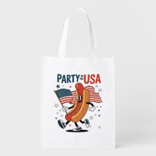 Hotdog 4th of July fireworks Independence Day Grocery Bag