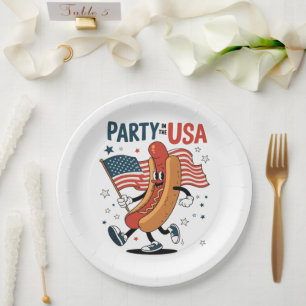 Hotdog 4th of July fireworks Independence Day Paper Plates