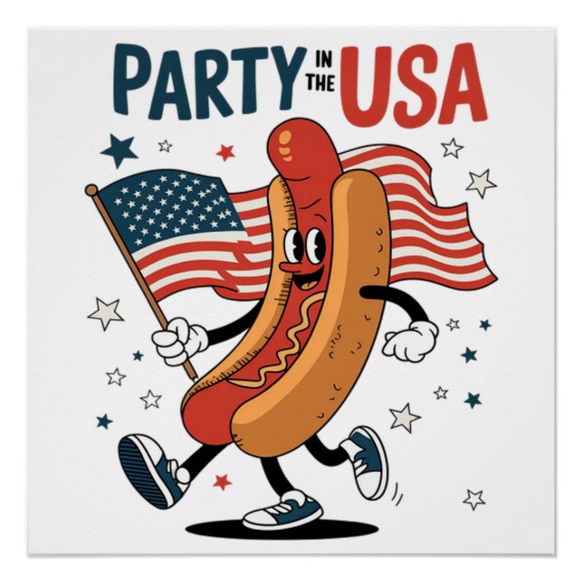 Hotdog 4th of July fireworks Independence Day Poster (Front)