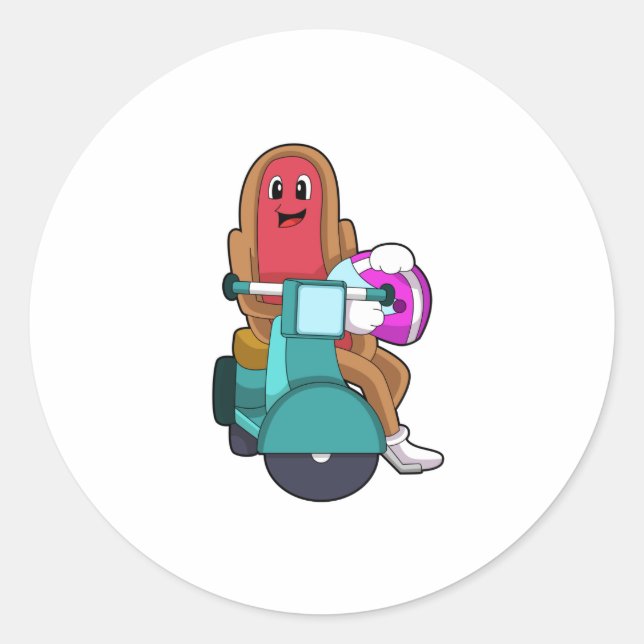 Hotdog as Biker with Scooter.PNG Classic Round Sticker (Front)
