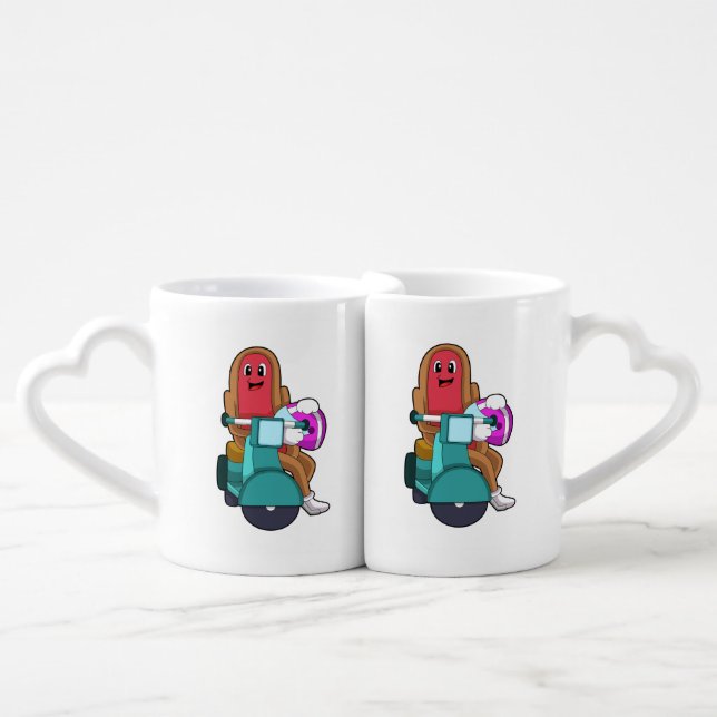 Hotdog as Biker with Scooter.PNG Coffee Mug Set (Front Nesting)