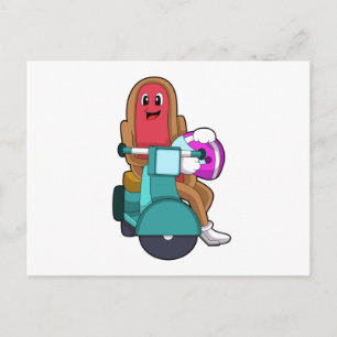 Hotdog as Biker with Scooter.PNG Postcard