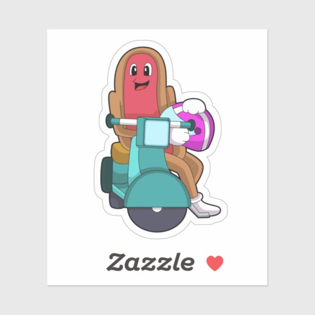 Hotdog as Biker with Scooter.PNG Sticker (Sheet)