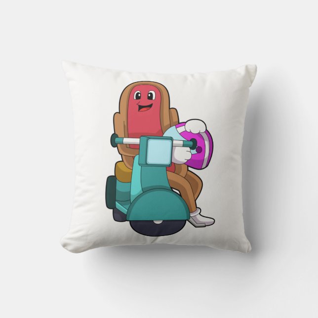 Hotdog as Biker with Scooter.PNG Throw Pillow (Front)