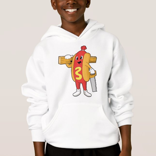 Hotdog as Carpenter with Saw & Wood Hoodie (Front)
