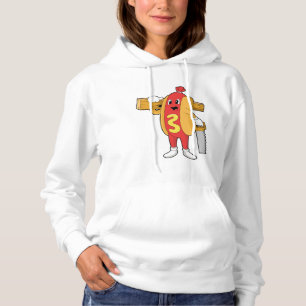 Hotdog as Carpenter with Saw & Wood Hoodie