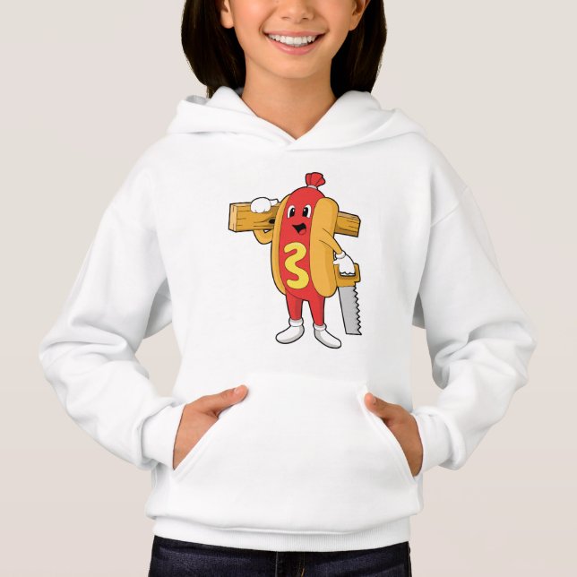 Hotdog as Carpenter with Saw & Wood Hoodie (Front)