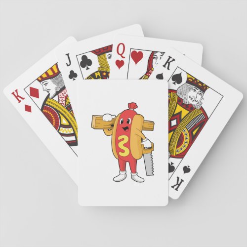Hotdog as Carpenter with Saw  Wood Playing Cards