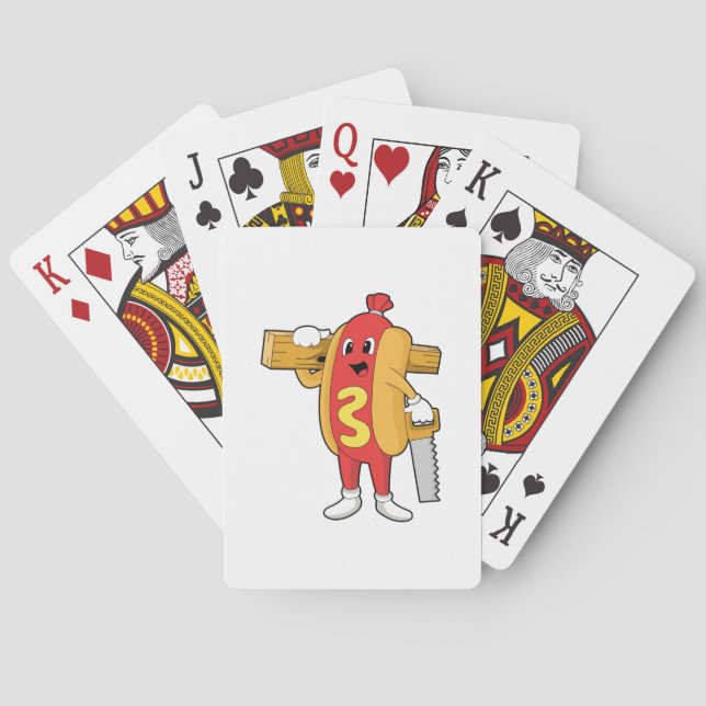 Hotdog as Carpenter with Saw & Wood Poker Cards (Back)