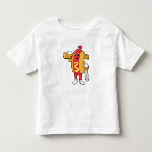 Hotdog as Carpenter with Saw  Wood Toddler T_shirt
