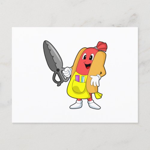 Hotdog as Hairdresser with Scissors Postcard