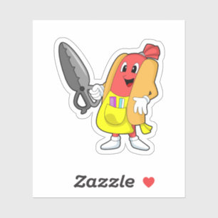 Hotdog as Hairdresser with Scissors Sticker