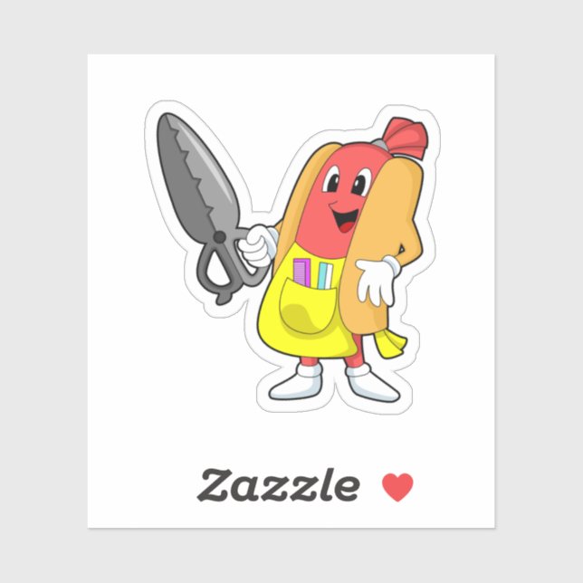 Hotdog as Hairdresser with Scissors Sticker (Sheet)
