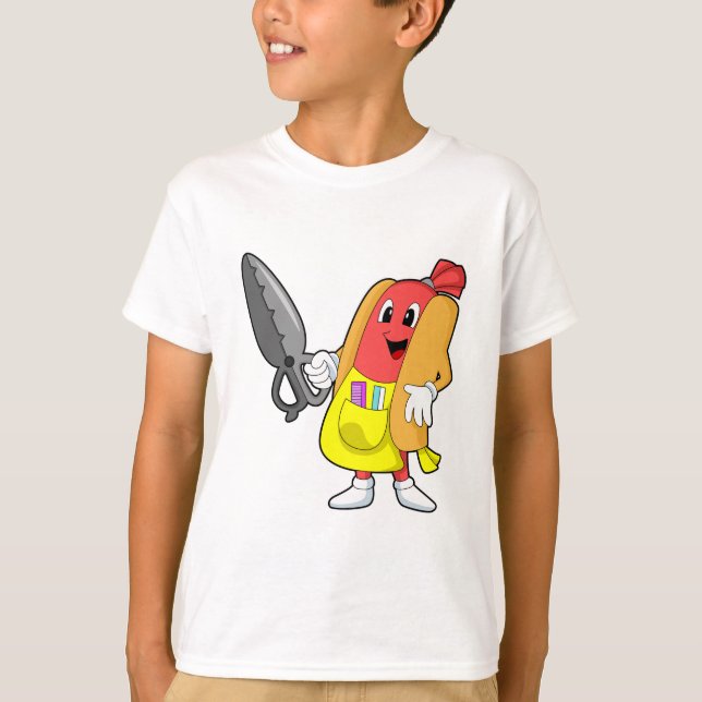 Hotdog as Hairdresser with Scissors T-Shirt (Front)