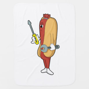 Hotdog as Mechanic with Tool Baby Blanket