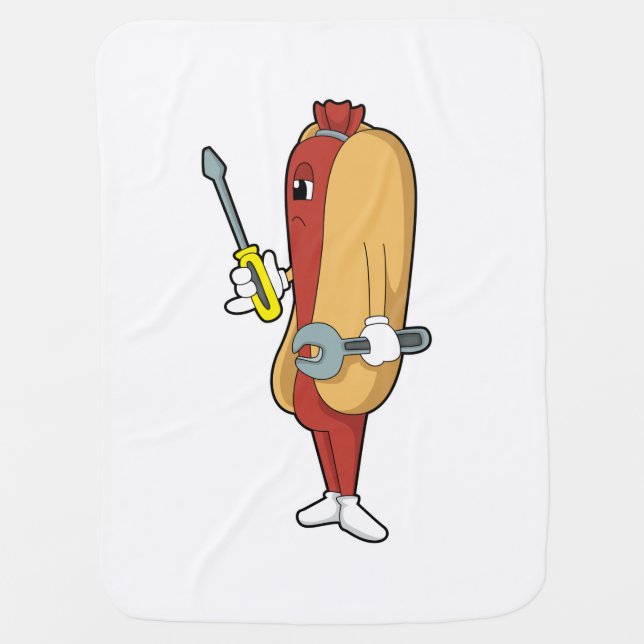 Hotdog as Mechanic with Tool Baby Blanket (Front)