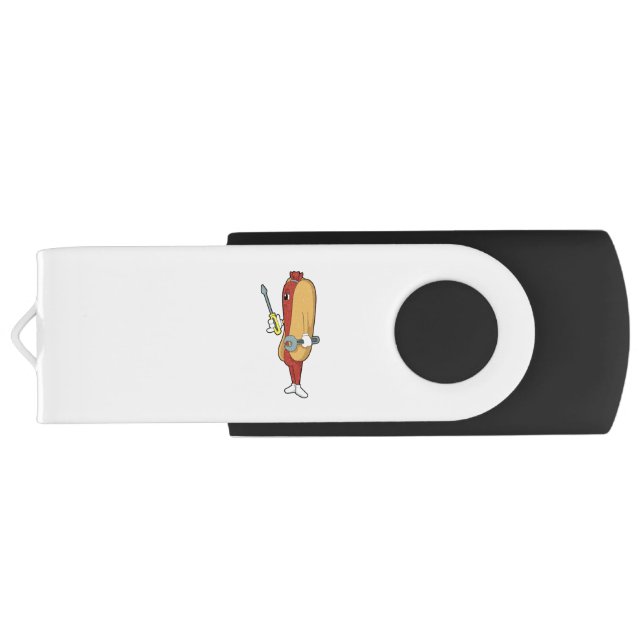 Hotdog as Mechanic with Tool Flash Drive (Back)