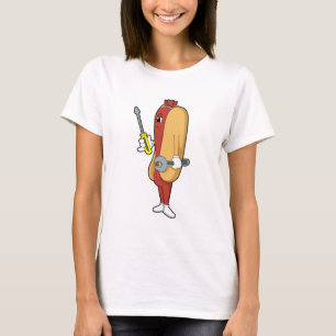 Hotdog as Mechanic with Tool T-Shirt
