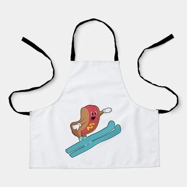 Hotdog as Ski jumper with Ski.PNG Apron (Front)