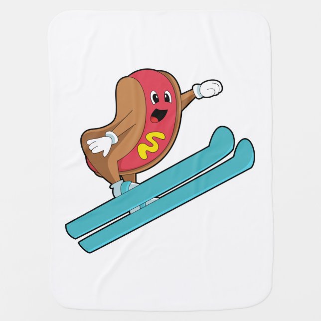 Hotdog as Ski jumper with Ski.PNG Baby Blanket (Front)