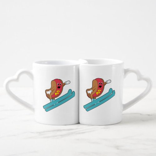 Hotdog as Ski jumper with SkiPNG Coffee Mug Set