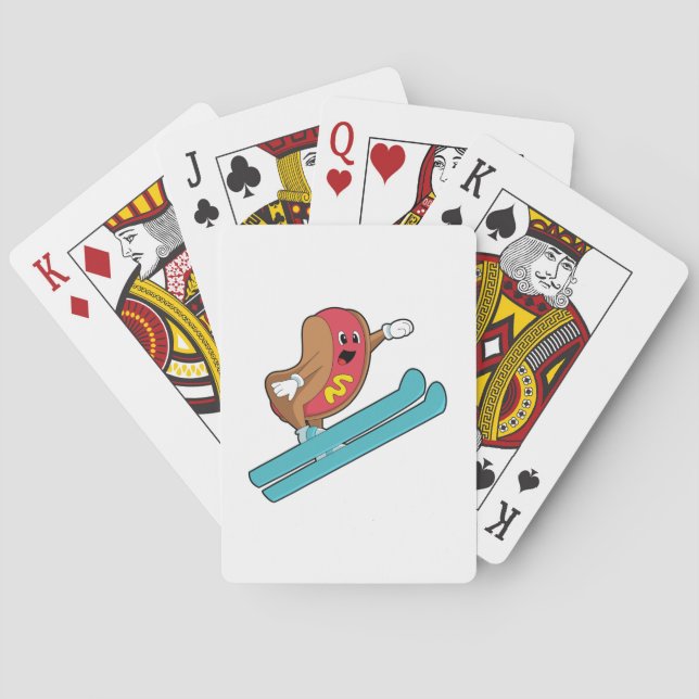 Hotdog as Ski jumper with Ski.PNG Poker Cards (Back)