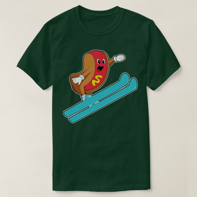 Hotdog as Ski jumper with Ski T-Shirt (Design Front)